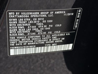 2019 Volkswagen Atlas 3.6L V6 SE w/Technology