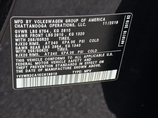 2019 Volkswagen Atlas 3.6L V6 SE w/Technology